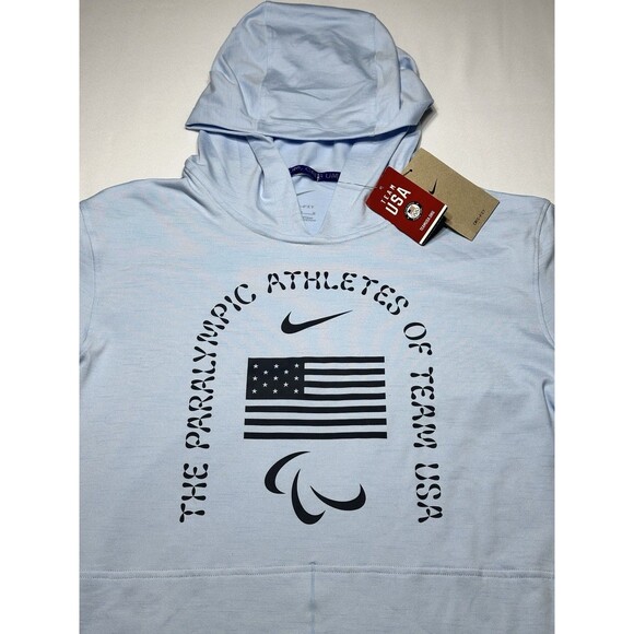 USA Paralympic Team Nike Mens Medium Dri-FIT Yoga Restore Hoodie Blue FZ3169 NWT - Picture 2 of 10